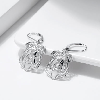 Bulldog Dog Necklace, Earrings, or Set for Women Sterling Silver Ginger Lyne Collection - Dog Set