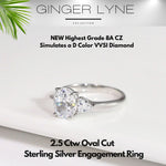 Load image into Gallery viewer, Oval Engagement Ring for Women by Ginger Lyne 2 Ct Simulated Diamond Sterling Silver Wedding Rings - 6
