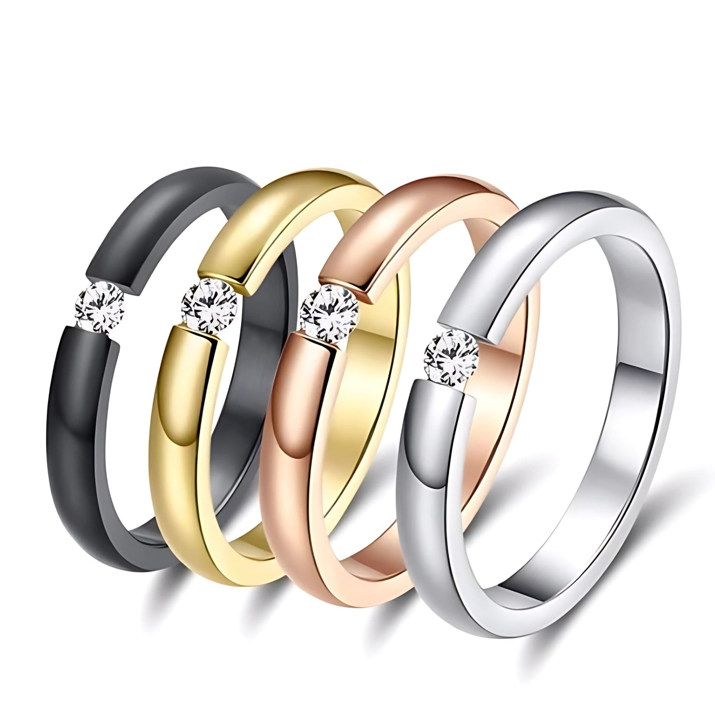 WeddingBandRingforWomenorMenStainlessSteelCrystalGingerLyneCollection_Silver-4