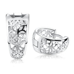 Load image into Gallery viewer, Filigree Wide Hoop Earrings for Women White Gold Plated Ginger Lyne Collection - Silver

