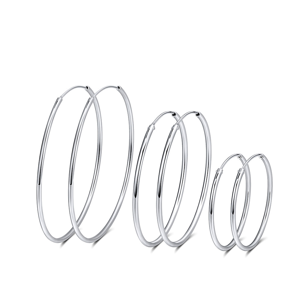 Thin Hoop Earrings for Women Classic Thin Sterling Silver Womens Ginger Lyne Collection - 40mm-Silver