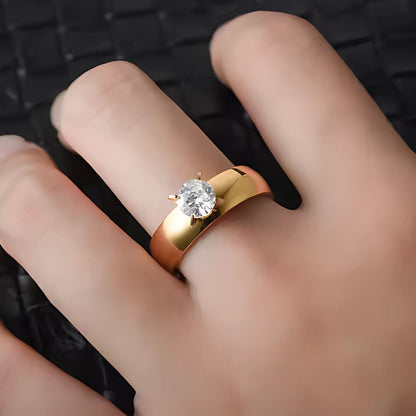 6mmGoldStainlessSteelWomenEngagementRingGingerLyneCollection_Black-7