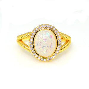 Lindsey Statement Ring Fire Opal Cubic Zirconia Womens Ginger Lyne Collection - 10
