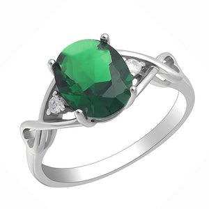 Birthstone Engagement Ring for Women by Ginger Lyne Sterling Silver Cubic Zirconia - green,10