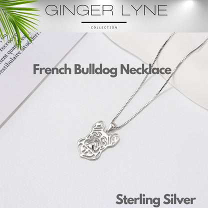 French Bulldog Dog Necklace Earrings or Set for Women Sterling Silver by Ginger Lyne - Necklace