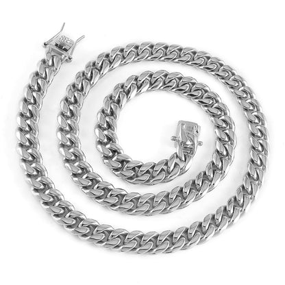Cuban Link Chain Necklace Gold Stainless Steel Hip Hop Men Women Ginger Lyne Collection - Silver-10mm-24