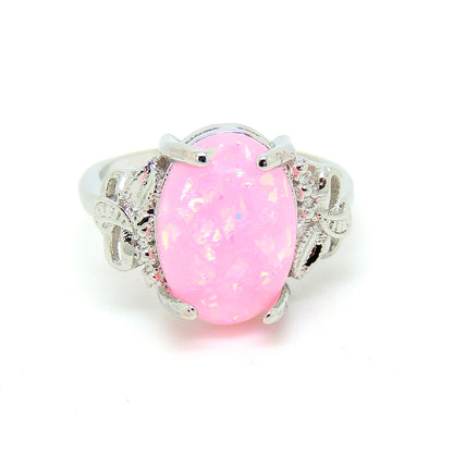 PinkSimulatedFireOpalStatementRingforWomenOval14x10mmCocktailRingSize7byGingerLyne_Pink-1