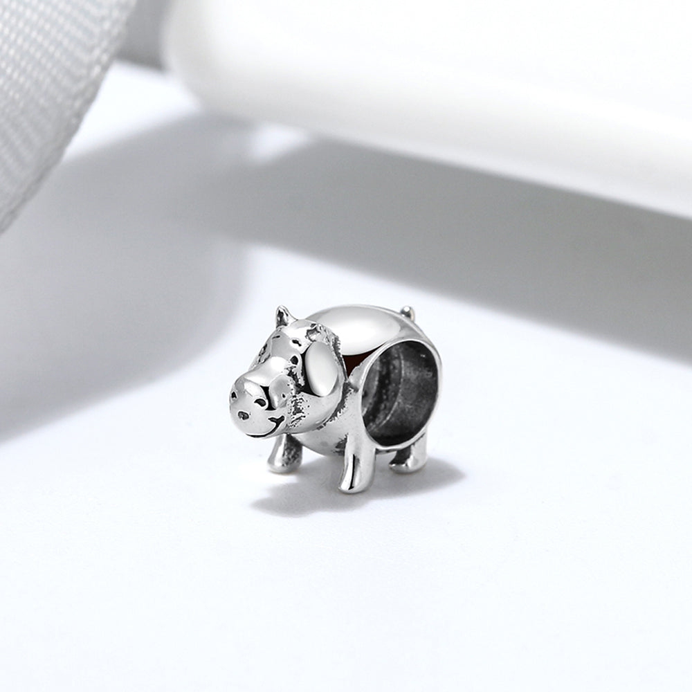 Pig Charm European Bead Oxidized Sterling Silver Ginger Lyne Collection