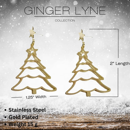ChristmasTreeDangleEarringsWomensGoldToneStainlessSteelGingerLyneCollection_Gold-5
