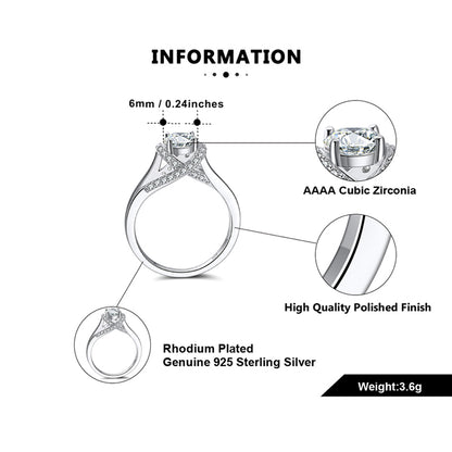 Solitaire Twist Engagement Ring for Women Sterling Silver Cz Ginger Lyne Collection