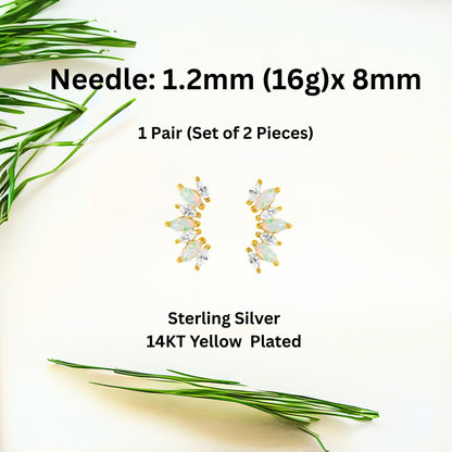 CreatedOpalFlatBackEarringsforCartilageHelixTragusLobe16GaugeGoldoverSterlingSilverStudsSetbyGingerLyne_White-3