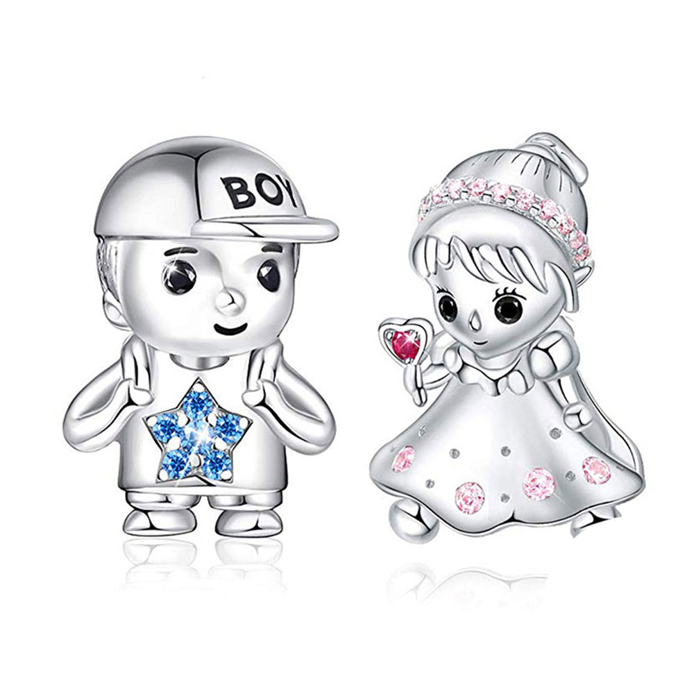 Baby Girl or Boy Charm for Women European Bead CZ Sterling Silver Ginger Lyne Collection - Girl