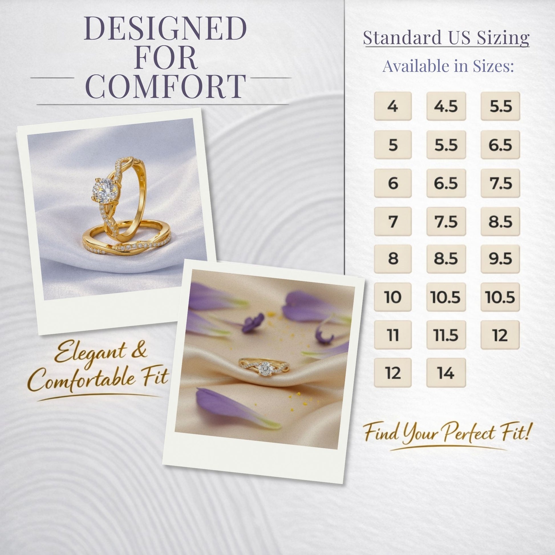 QueenaWeddingRingSetAnniversaryBandEngagementRingforWomenSterlingSterlingCzGingerLyneCollection_Gold/Sterling-7
