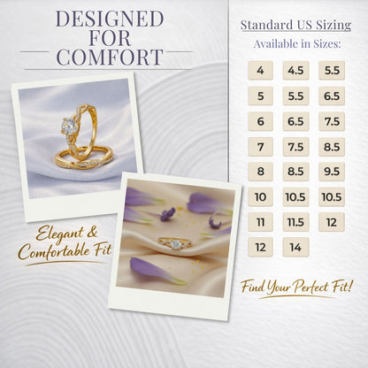 QueenaWeddingRingSetAnniversaryBandEngagementRingforWomenSterlingSterlingCzGingerLyneCollection_Gold/Sterling-7