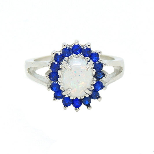 ReeseStatementEngagementRingFireOpalBlueCuWomensGingerLyneCollection_Silver-1