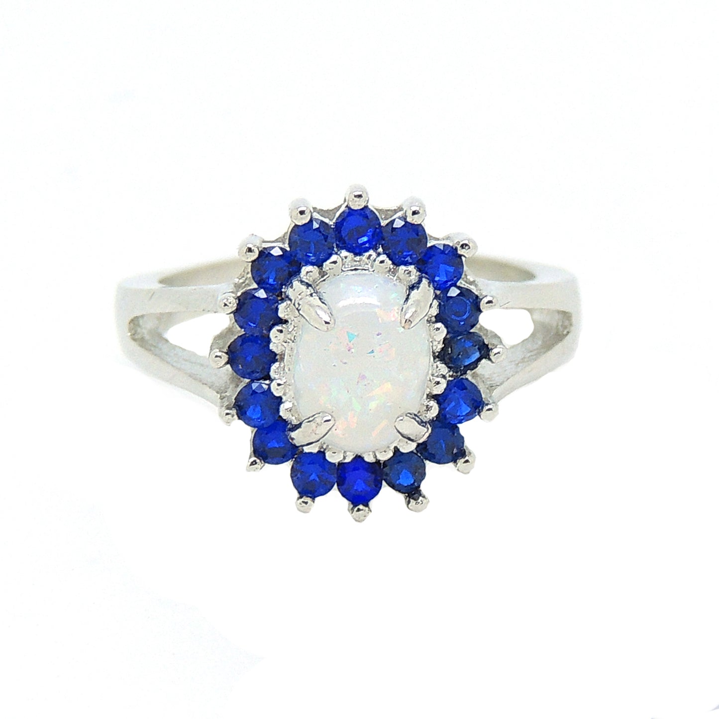 ReeseStatementEngagementRingFireOpalBlueCuWomensGingerLyneCollection_Silver-1