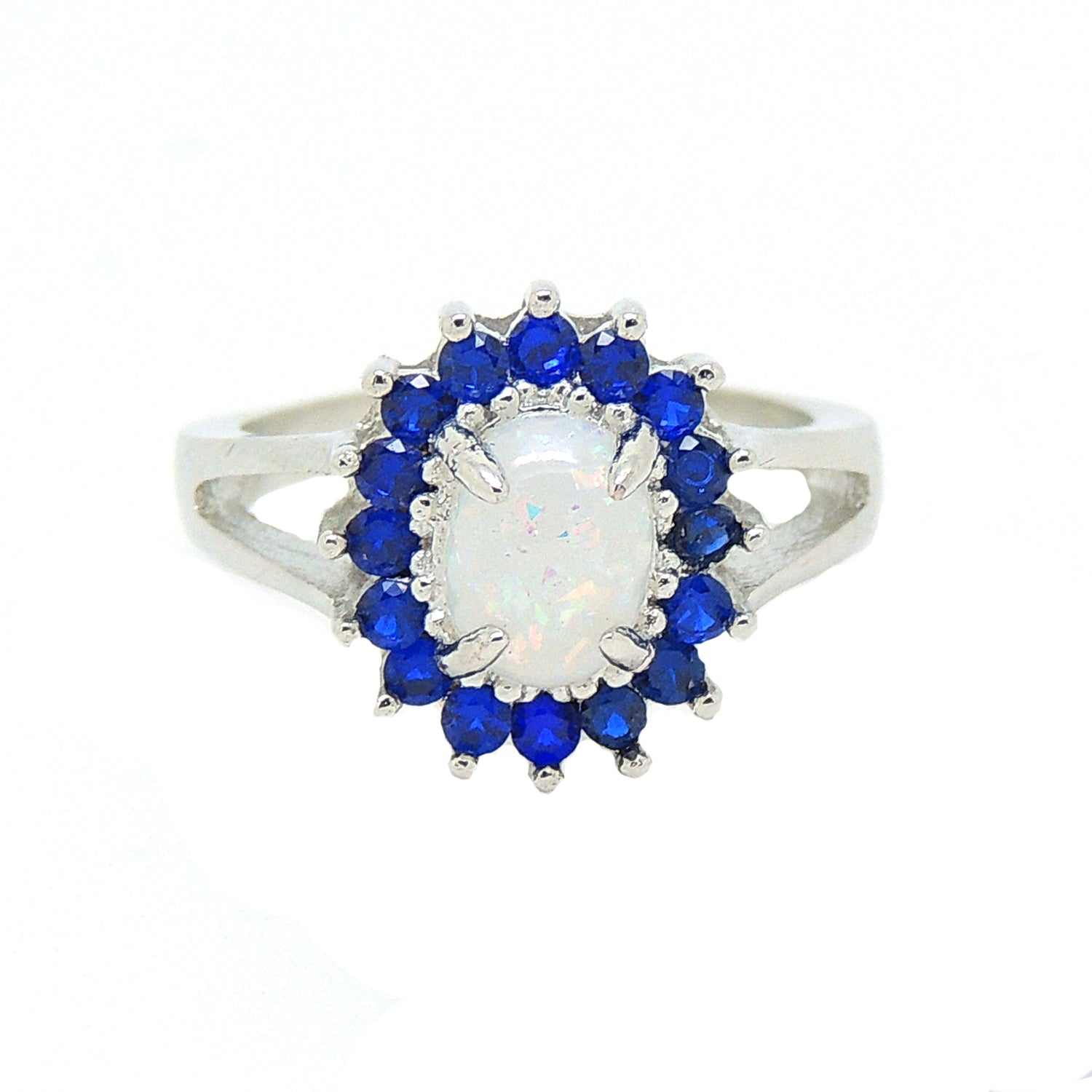 ReeseStatementEngagementRingFireOpalBlueCuWomensGingerLyneCollection_Silver-1