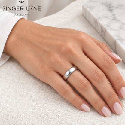 SilverTone6mmStainlessSteelWeddingBandRingforWomenorMenbyGingerLyneSize10.5_6mmSilver-4