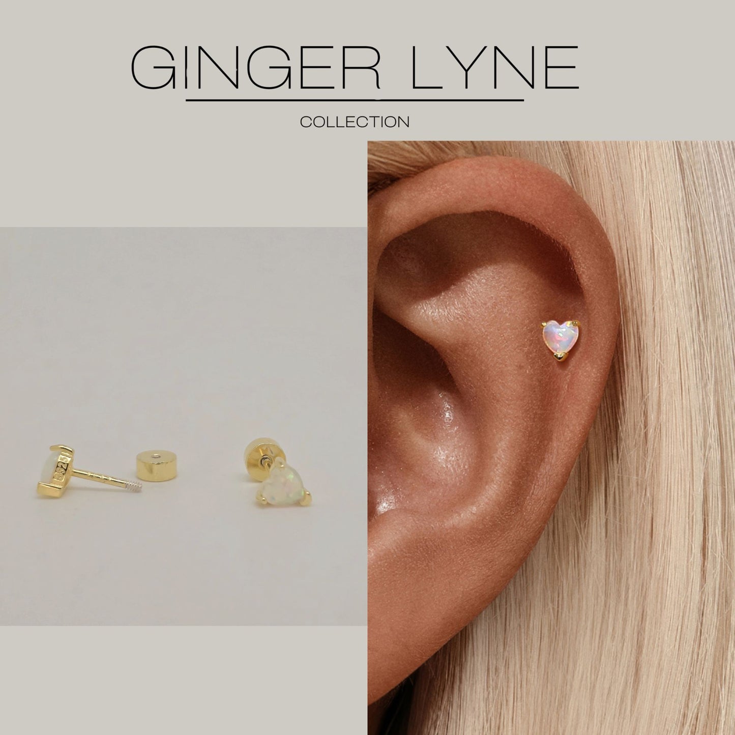 HeartFlatBackOpalEarringsforCartilageHelixTragusLobe16gGoldoverSterlingSilverStudsPairbyGingerLyne_White-2