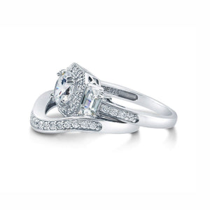 Julieanna Bridal Set Multicut Halo Cz Engagement Ring Womens Ginger Lyne Collection - 5