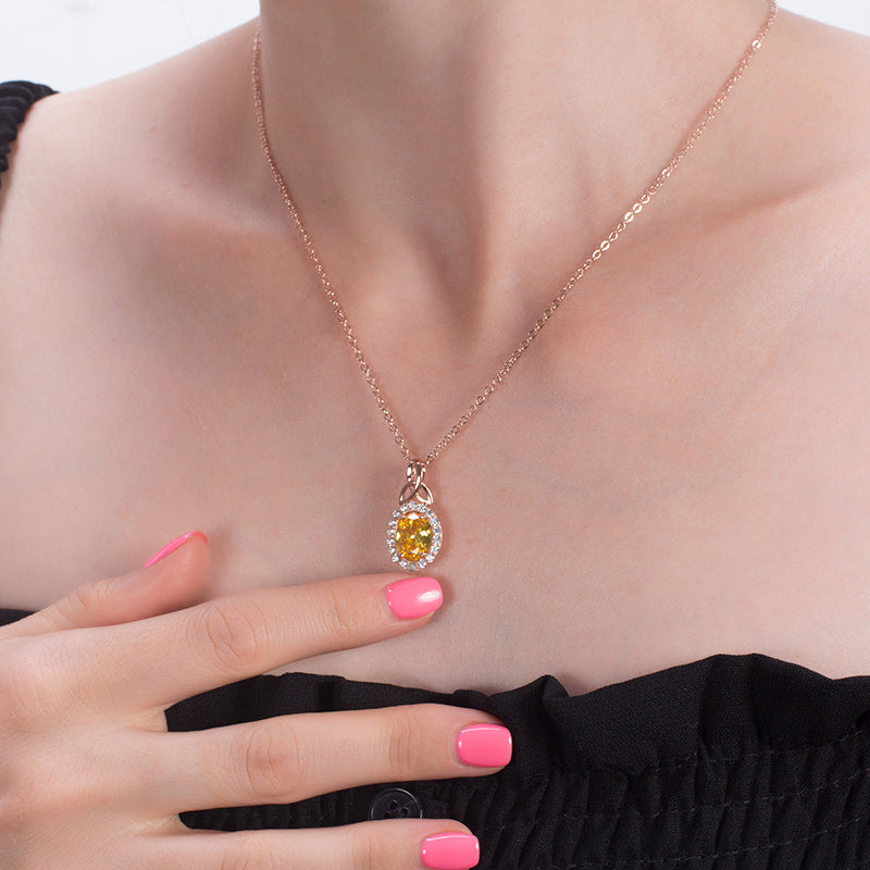 OvalPendantNecklaceforWomenYellowCzRoseSterlingSilverGingerLyneCollection_Yellow-3