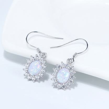 Fire Opal Hook Dangle Earrings for Women Cz Sterling Silver Ginger Lyne Collection - Purple