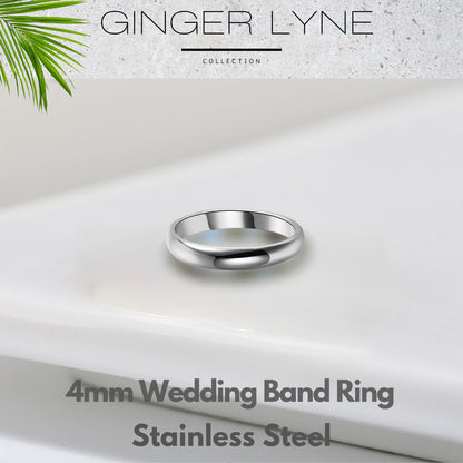 4mm Silver Wedding Band for Men Stainless Steel  Wedding Ring for Women Ginger Lyne - 4mm Silver,10.5