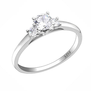 Nina Engagement Ring Womens Sterling Silver 3 Stone Cz Ginger Lyne Collection Size 12 - 12