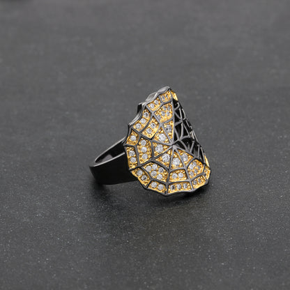 Spider Web Statement Ring for Women Goth Black Plated Cz Ginger Lyne Collection