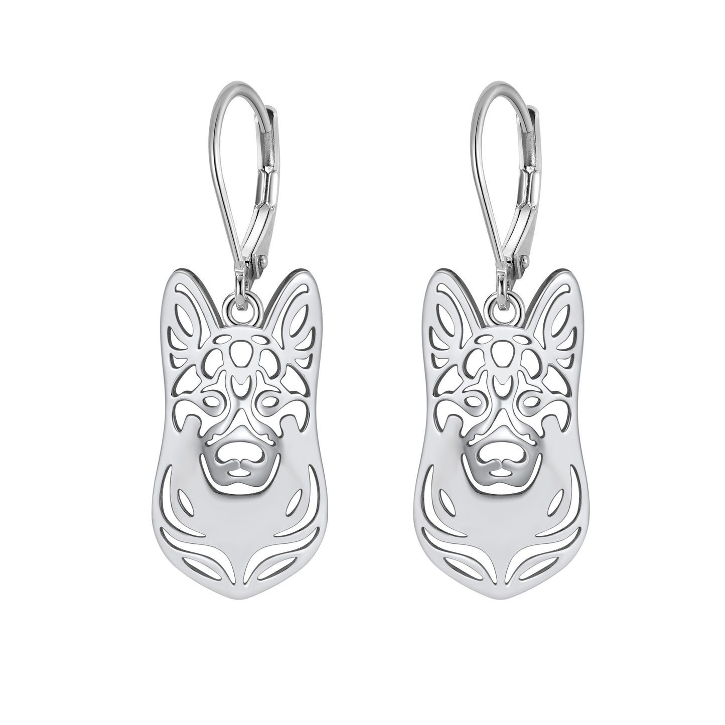 German Shepherd Dog Silver Necklace Earrings Set Women Ginger Lyne Collection - Earrings