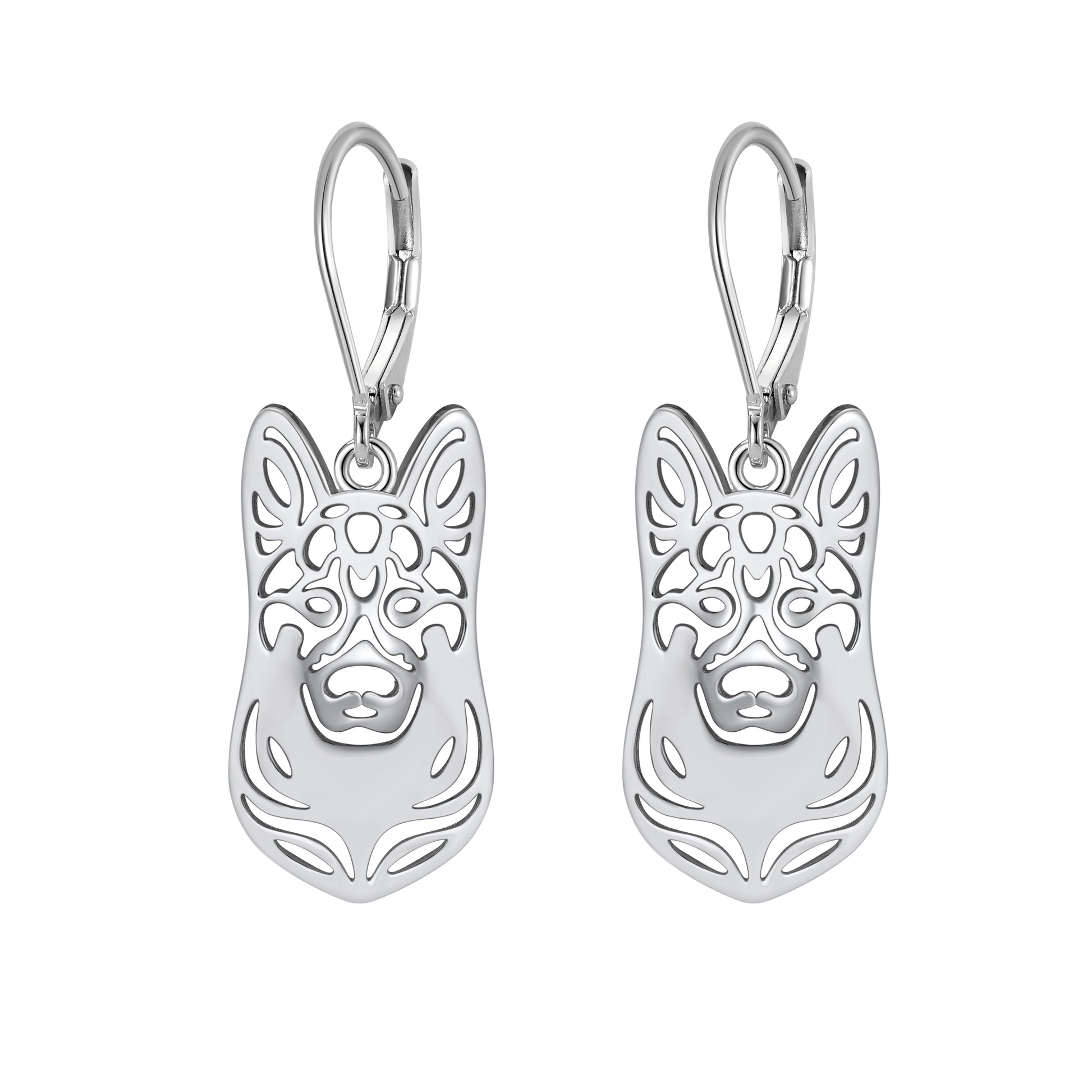 German Shepherd Dog Silver Necklace Earrings Set Women Ginger Lyne Collection - Earrings