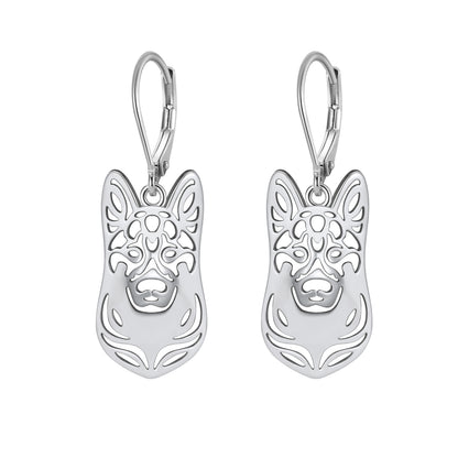German Shepherd Dog Silver Necklace Earrings Set Women Ginger Lyne Collection - Earrings