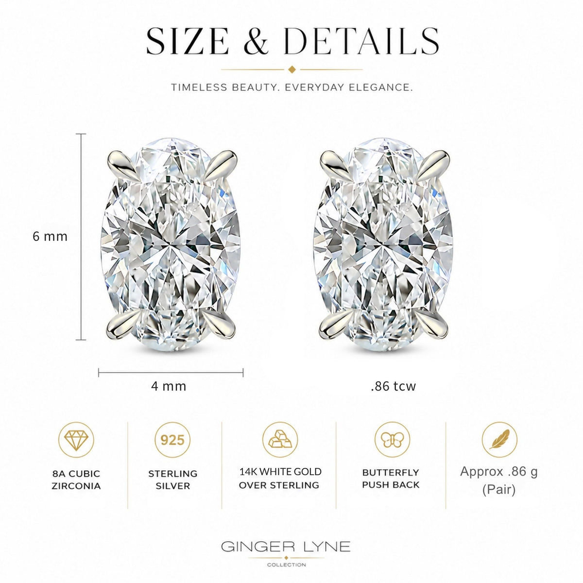OvalCutStudEarringsforWomen.86CtSimulatedDiamondSterlingSilverGingerLyne-Silver_Silver-3