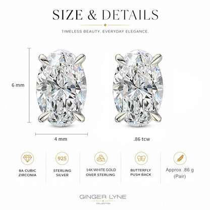 OvalCutStudEarringsforWomen.86CtSimulatedDiamondSterlingSilverGingerLyne-Silver_Silver-3