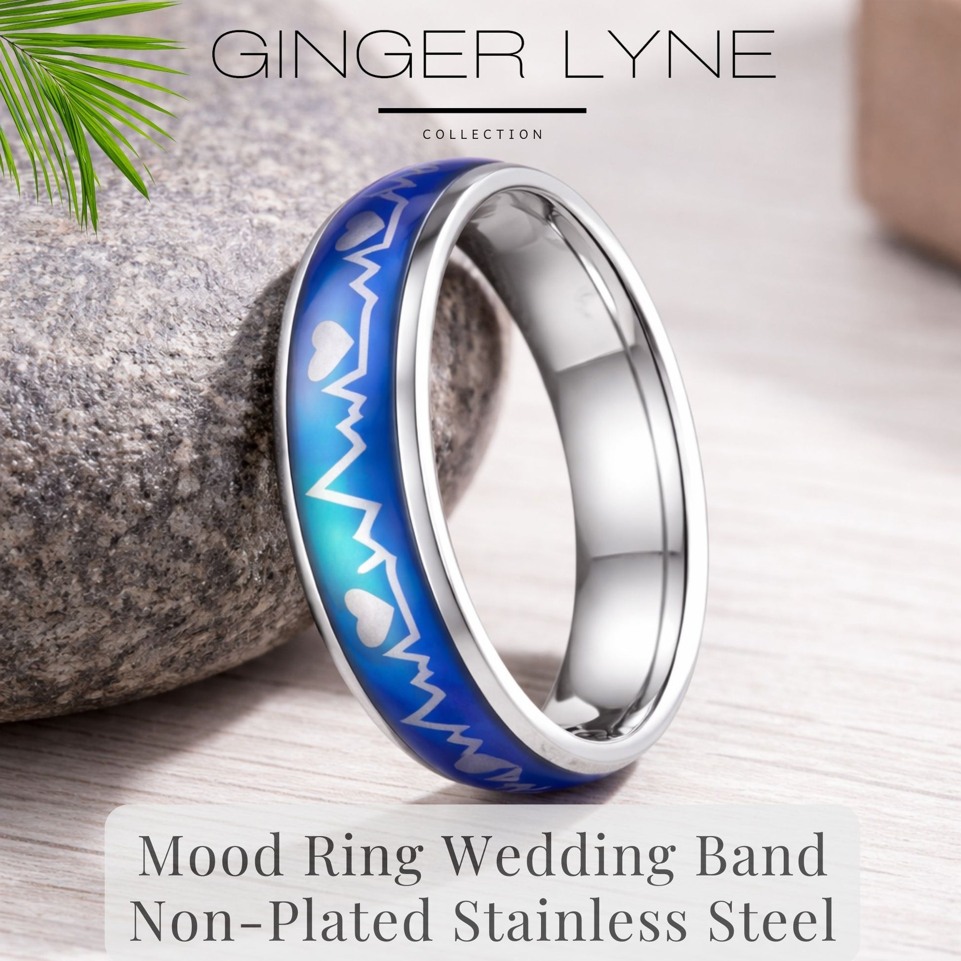 HeartbeatMoodRingWeddingBandforWomenorMen6mmStainlessSteelGingerLyneCollection_Silver-2