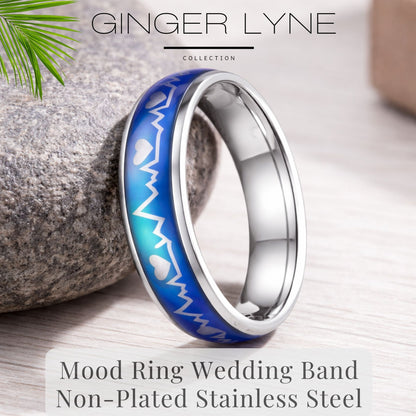 HeartbeatMoodRingWeddingBandforWomenorMen6mmStainlessSteelGingerLyneCollection_Silver-2