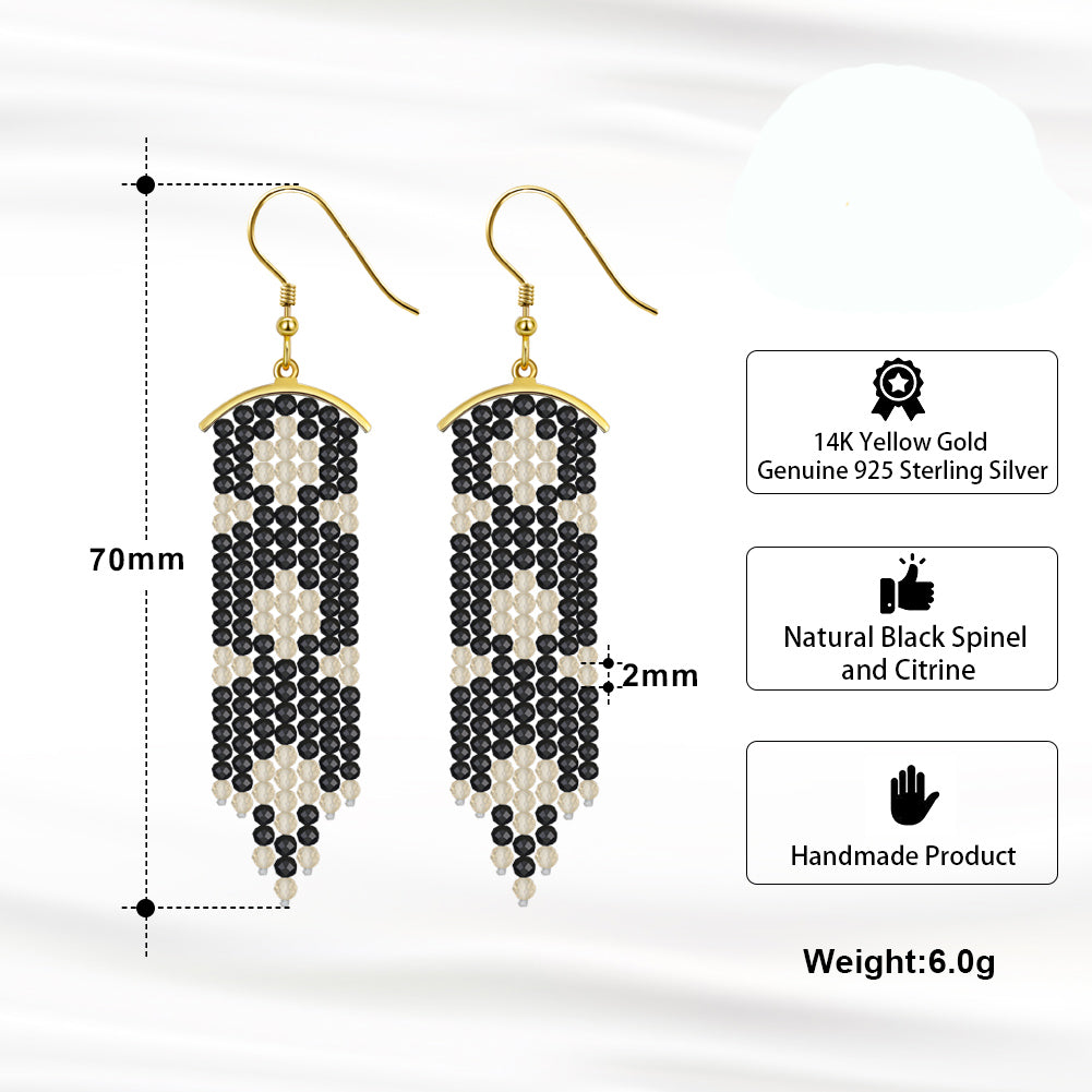 Dangle Earrings for Women Citrine and Black Spinel Gold Sterling Silver Ginger Lyne Collection