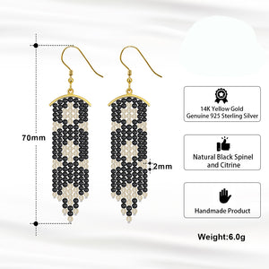 Dangle Earrings for Women Citrine and Black Spinel Gold Sterling Silver Ginger Lyne Collection