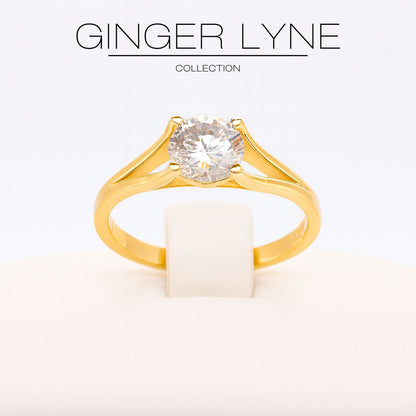 ArielEngagementRingCubicZirconiaWomenSterlingSilverGingerLyneCollection_Gold-2