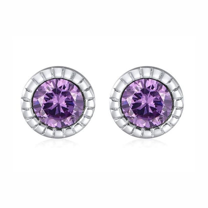 Purple Stud Cz Earrings Sterling Silver 5mm Womens Girls Ginger Lyne Collection