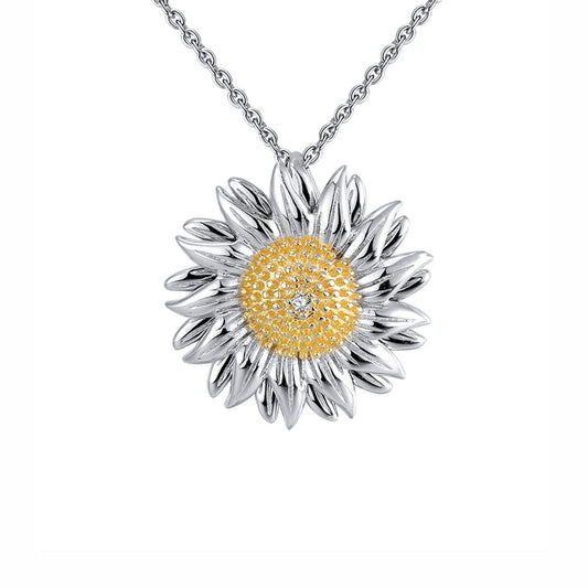 DaisyPendantNecklaceforWomenTwpToneSterlingSilverClearCzGingerLyneCollection_Silver-1