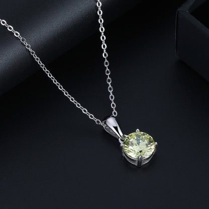 Solitaire Birthstone Necklace for Women Cz Sterling Silver Ginger Lyne Collection - August-Peridot Green