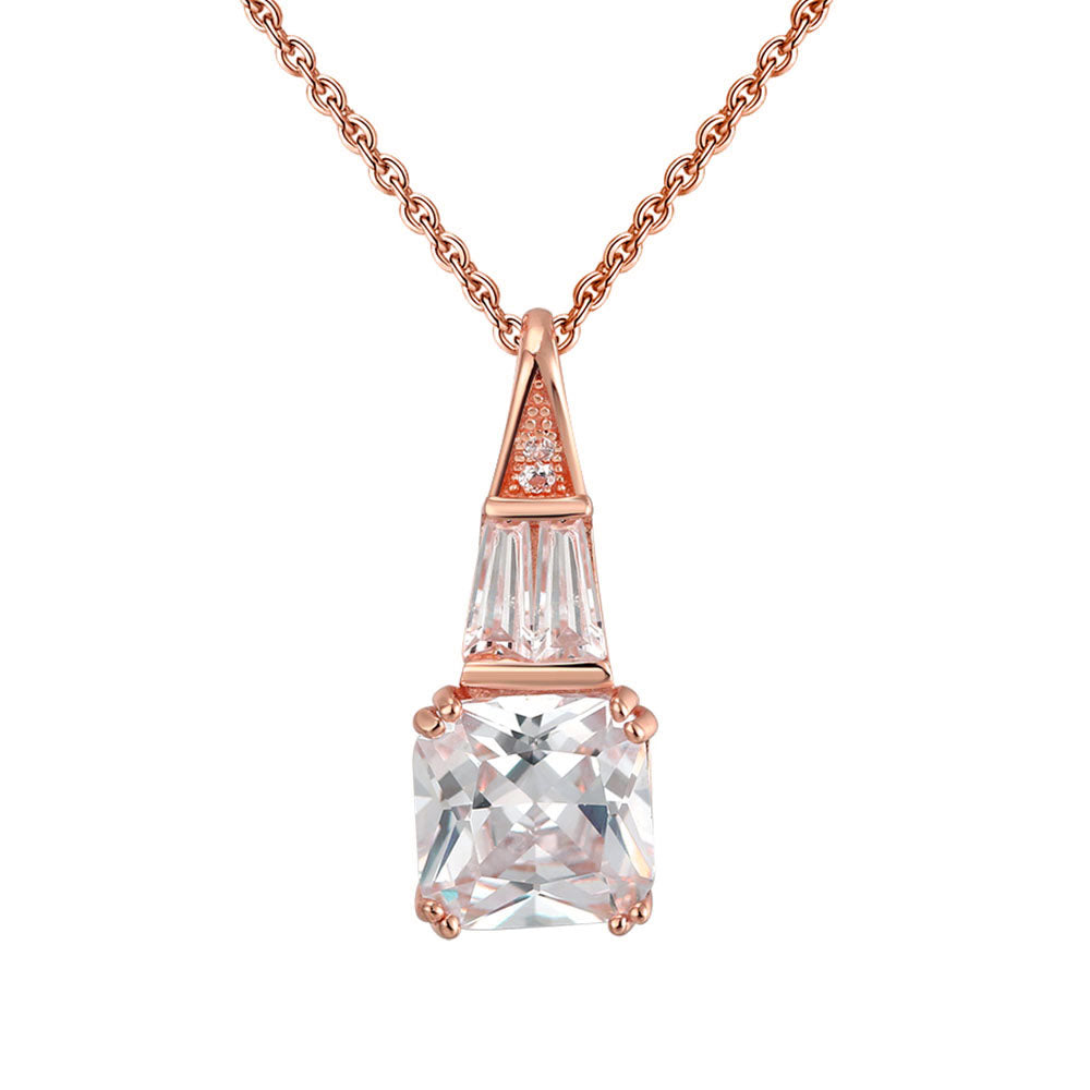 Square Trillion Pendant Necklace for Women Rose Gold Sterling Silver Ginger Lyne Collection - Rose Gold