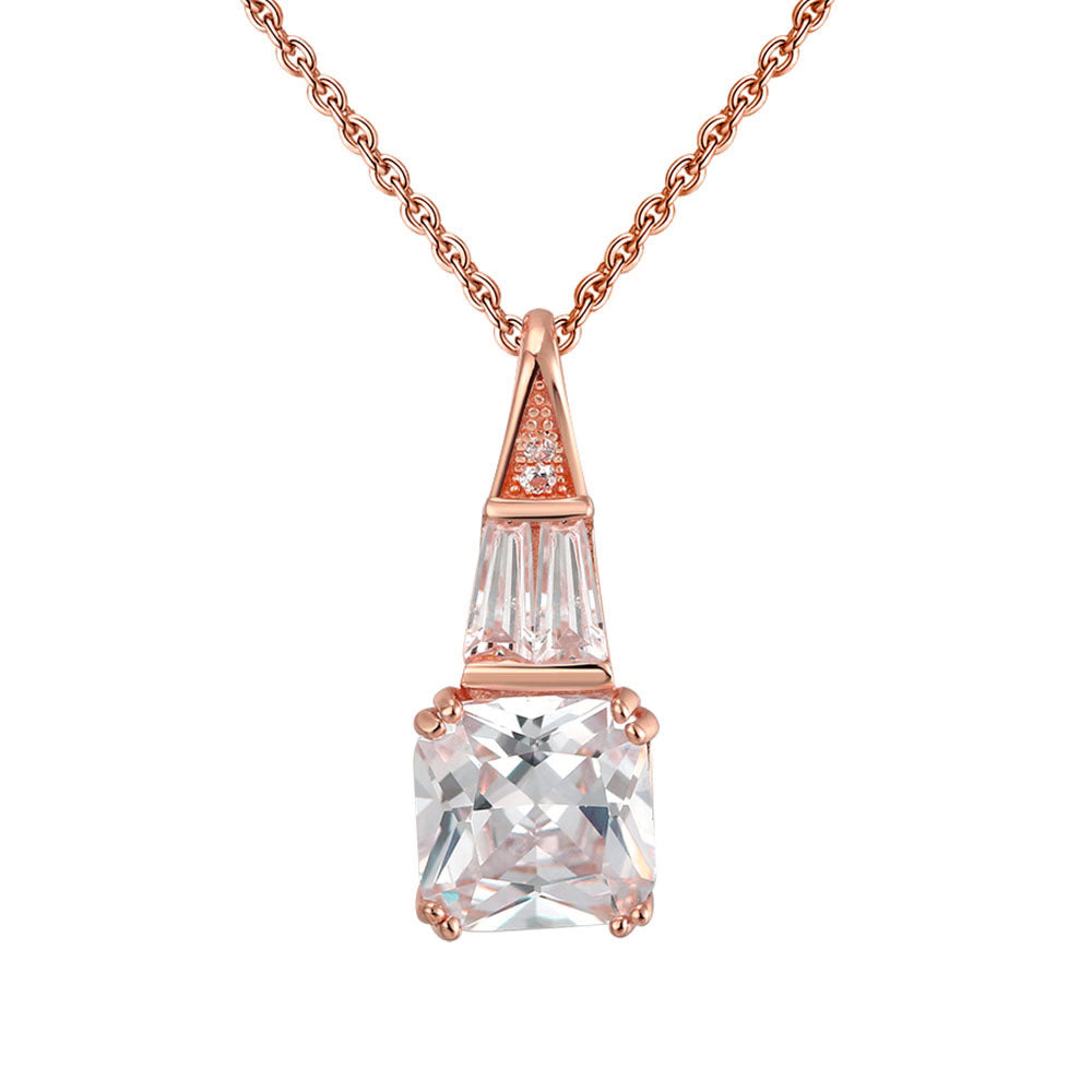 Square Trillion Pendant Necklace for Women Sterling Silver Ginger Lyne Collection - Rose Gold