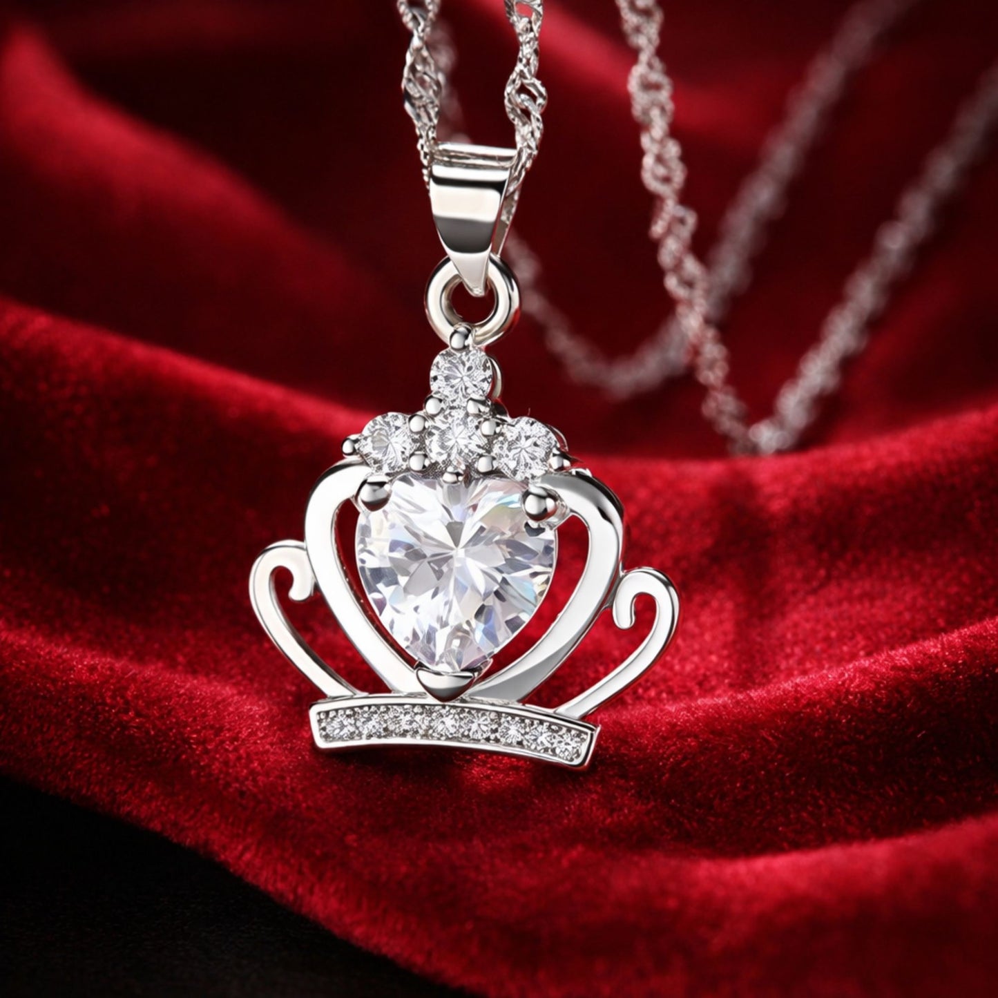 CrownNecklaceforWomenWhiteGoldPlatedClearCubicZirconiaGingerLyneCollection_Silver-2