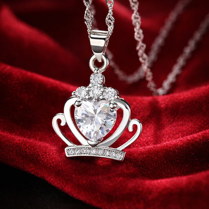 CrownNecklaceforWomenWhiteGoldPlatedClearCubicZirconiaGingerLyneCollection_Silver-2