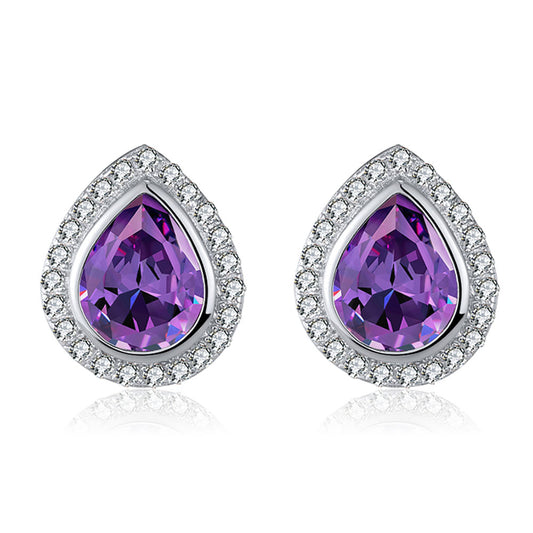 HaloTeardropStudEarringsforWomenSterlingSilverPurpleCzGingerLyneCollection_Purple-1