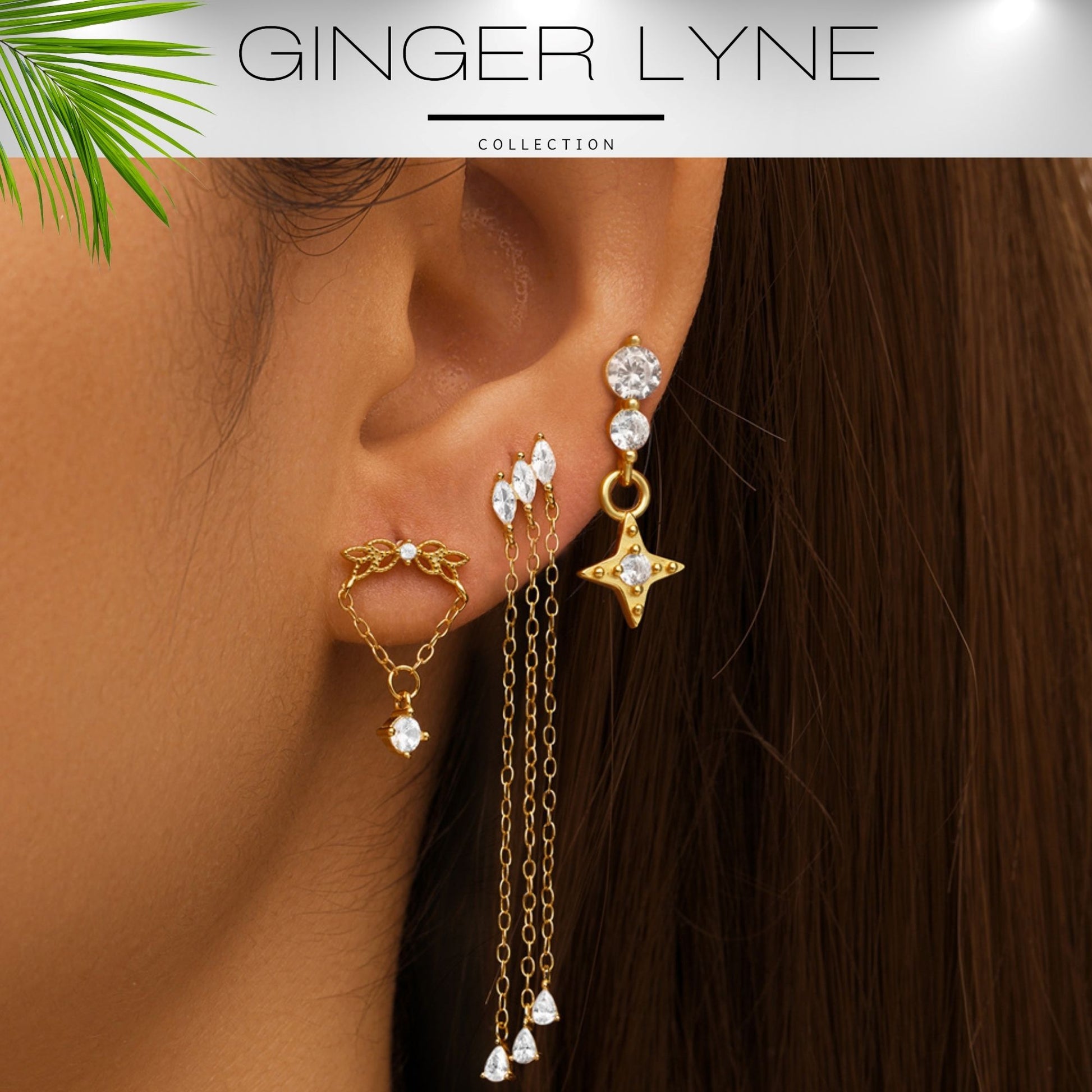 MarquiseDangleCZFlatBackEarringsforCartilageHelixTragusUpperLobeGoldPlatedSterlingSilver1pairbyGingerLyne_Gold-3
