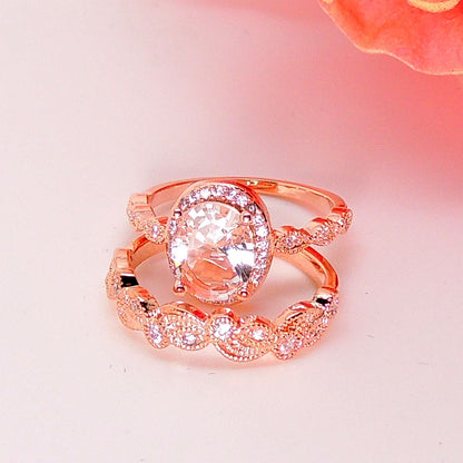 Amara Bridal Set Engagement Ring Wedding Band Cubic Zirconia Ginger Lyne Collection