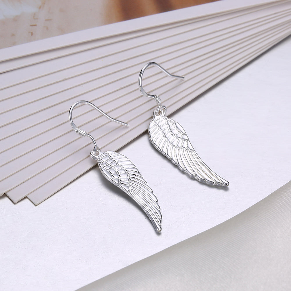 Angel Wing Hook Earrings Womens Silver Plated Ginger Lyne Collection